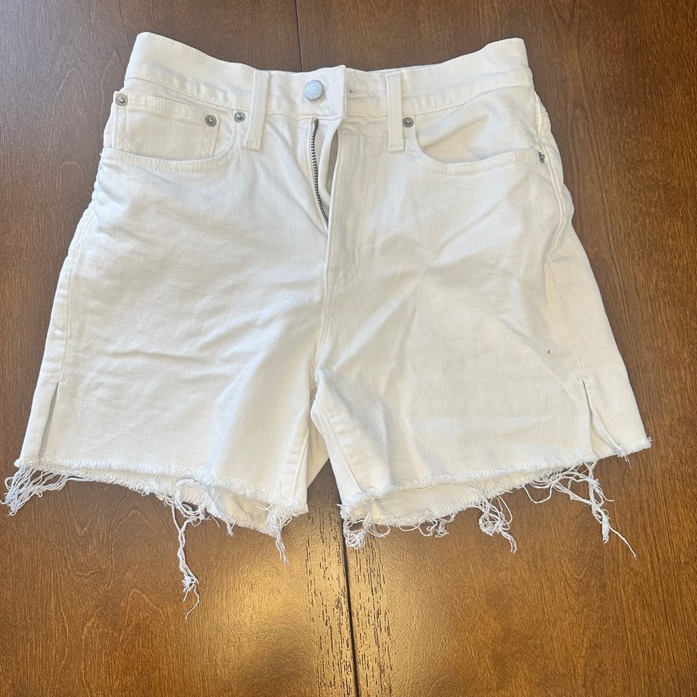 J. Crew White Frayed Hem Jean Shorts